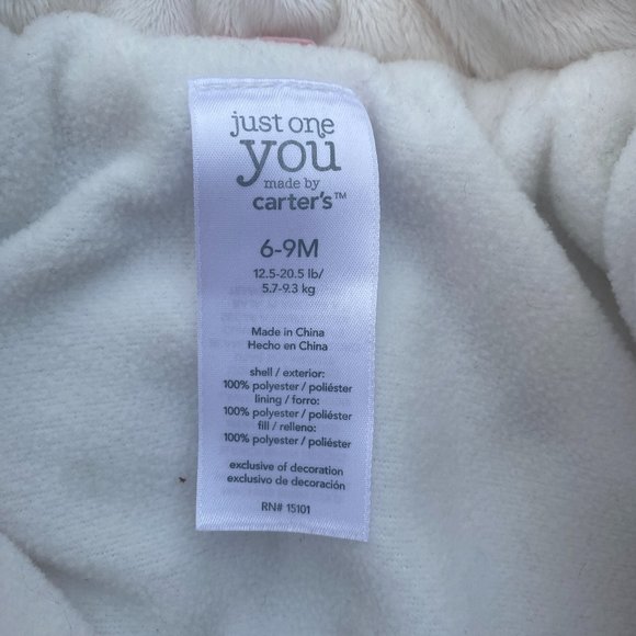 Just One You Baby Bear Quilted Puffer Pink One-Piece Infant Snowsuit-6-9 mos - Picture 13 of 15